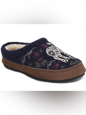 Acorn Navy Embroidered Slip-On Slipper Size 8/9